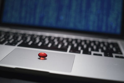 Close-up of computer keyboard on table