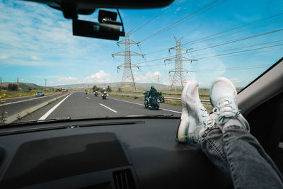 Low section of man in car