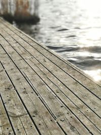 High angle view of pier over lake