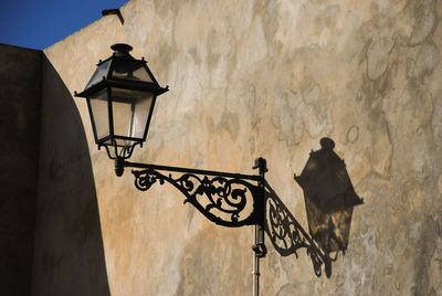 Street light against wall