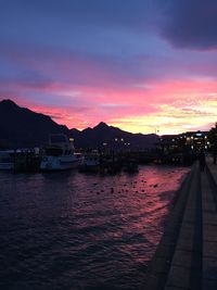 Scenic view of sea against sky at sunset