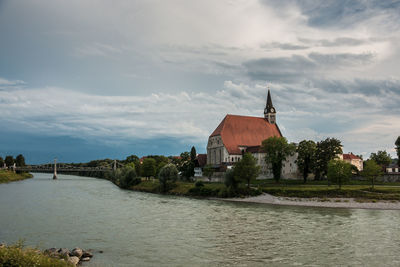 River by city against sky