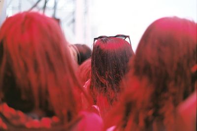 Rear view of woman with red hair