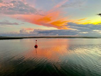 Scenic view of sea during sunset