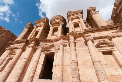 The monastery at petra is carved from rock