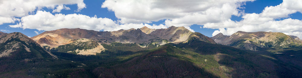 Panoramic view of landscape and mountains against sky