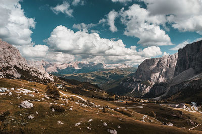 Panoramic view of landscape and mountains against sky