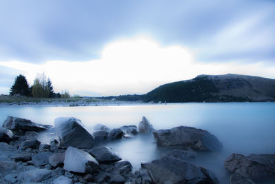 Scenic view of lake against sky