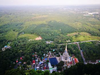 High angle view of cityscape against sky