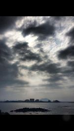 Scenic view of sea against cloudy sky