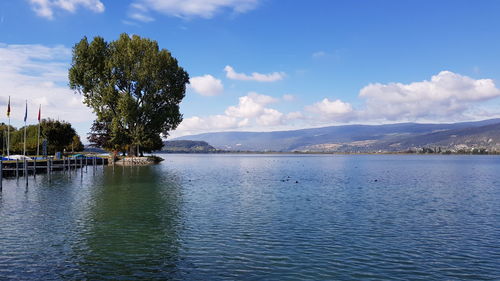 Scenic view of lake against sky