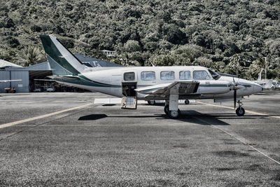 Side view of airport runway