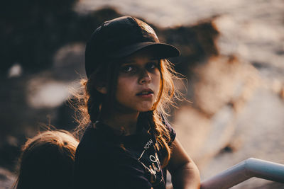 Portrait of girl wearing cap