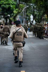 Military police officers from a special battalion parade during tributes to brazil's independence 