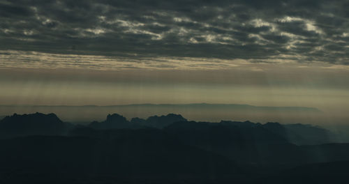 Scenic view of silhouette landscape against sky during sunset