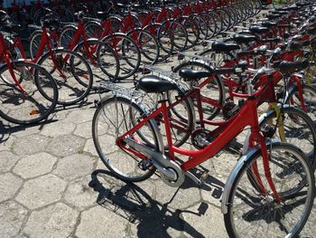 High angle view of bicycle in city