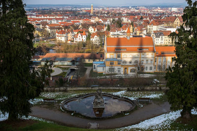 High angle view of city