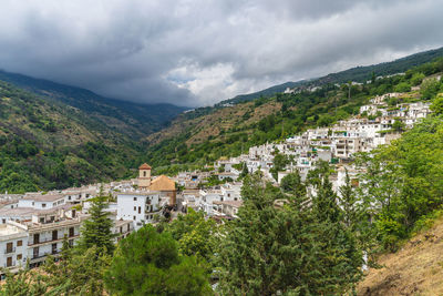 High angle view of townscape against sky