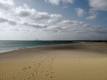 Scenic view of beach against sky