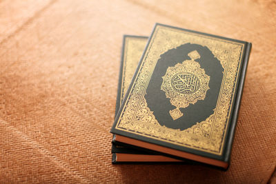 Close-up high angle view of paper