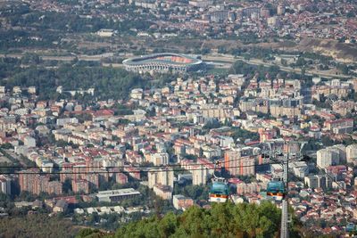 High angle view of townscape and buildings in town
