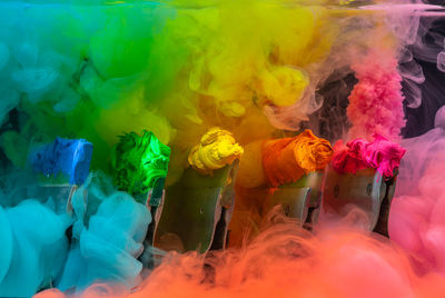 Multi colored powders splashing during festival