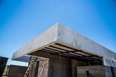 Low angle view of building against blue sky