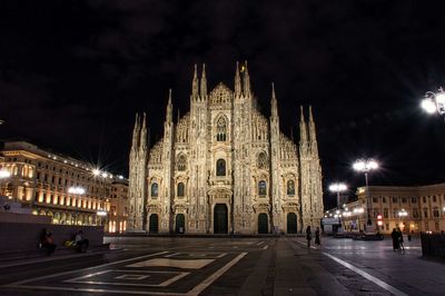 View of illuminated buildings at night