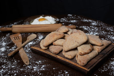 High angle view of food on table