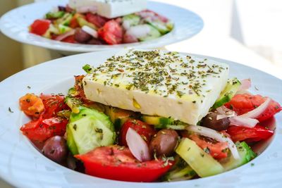 Close-up of salad served in plate