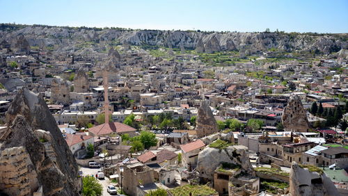 High angle view of townscape against sky