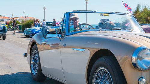 Cars on street in city