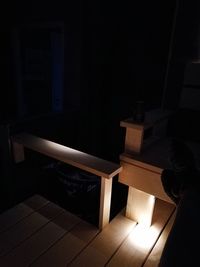 Close-up of table on hardwood floor at home