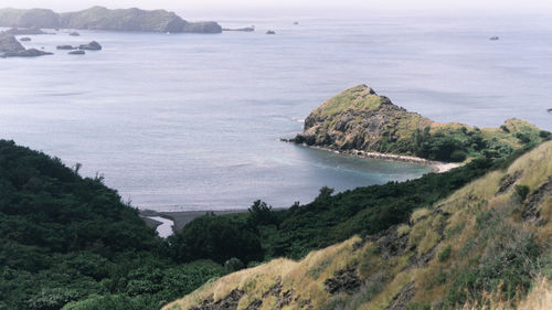 High angle view of sea against sky