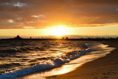 Scenic view of sea against sky during sunset