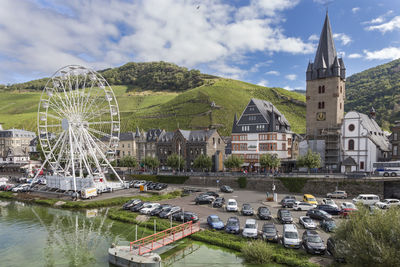 Panoramic view of buildings in city against sky
