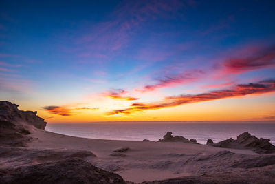 Scenic view of sea against sky during sunset