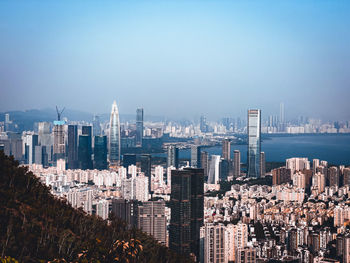 Cityscape against clear sky