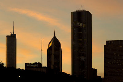 Silhouette of buildings against sky during sunset