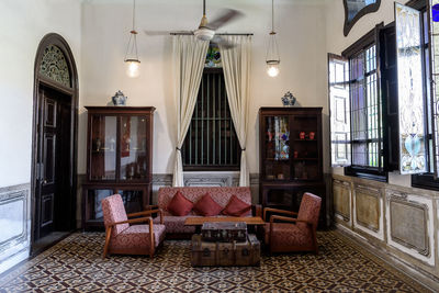 Empty chairs and tables at home