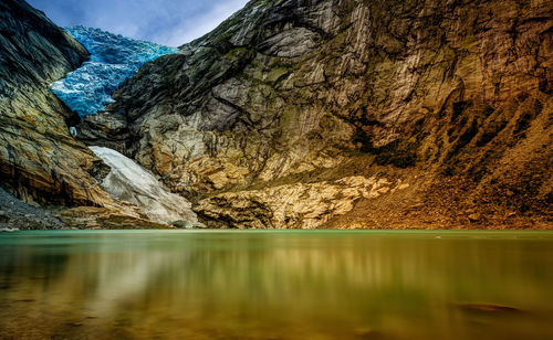 Scenic view of lake and mountains