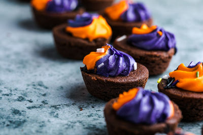 Close-up of cupcakes on table