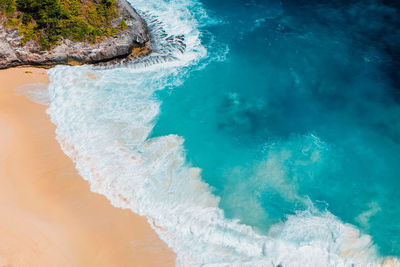 High angle view of sea waves