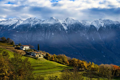 Scenic view of mountains against sky