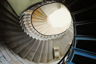 Low angle view of spiral staircase of building