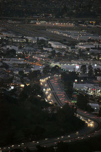 View of illuminated city at night