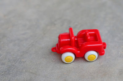 Close-up of toy car on table