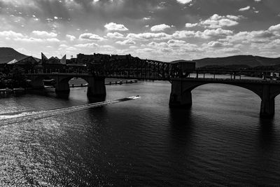 Bridge over river against sky