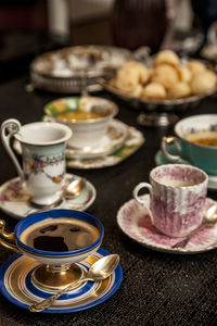 Close-up of tea cup on table