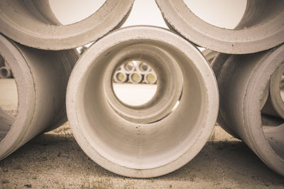 Close-up of pipes on ground
